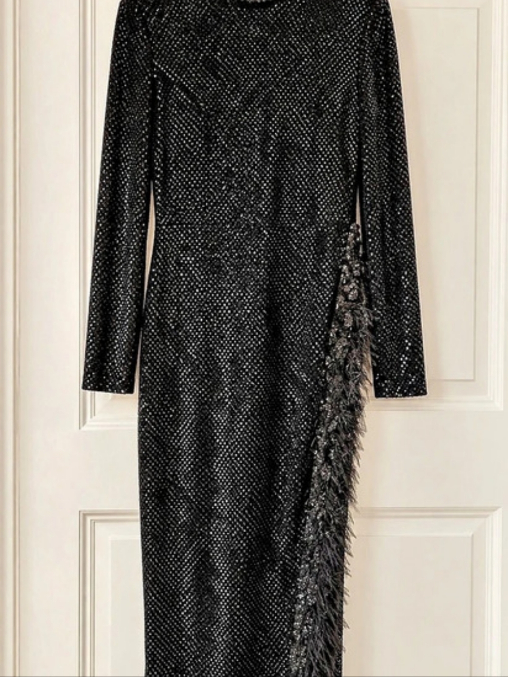 Black Fringe Midi Dress Like New